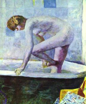Pierre Bonnard : Nude Washing Feet in a Bathtub